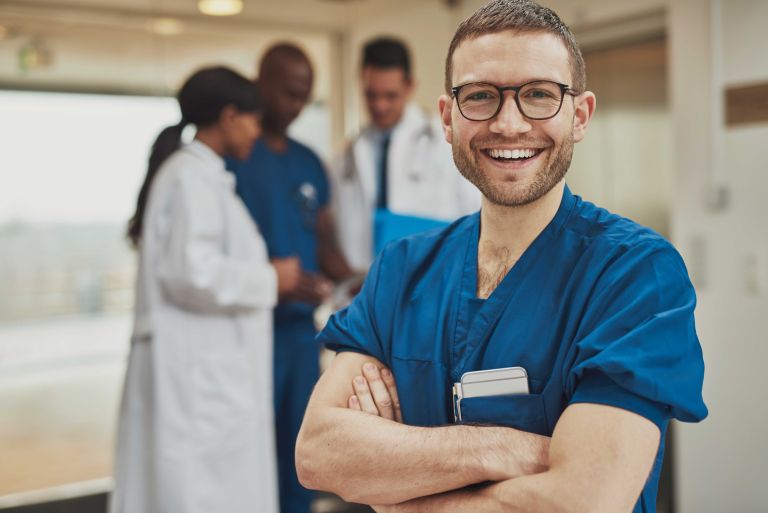 Nurse smiling in a hospital 