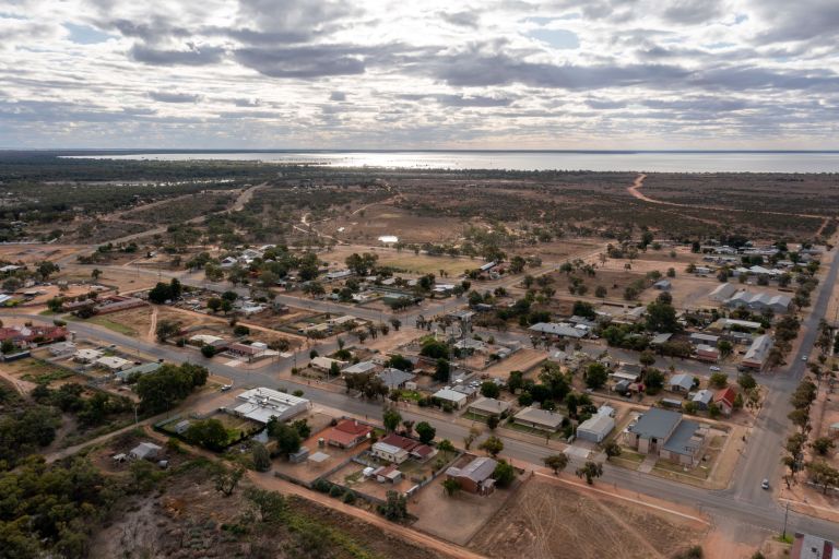 Aerial of houses in Menindee Far West NSW 