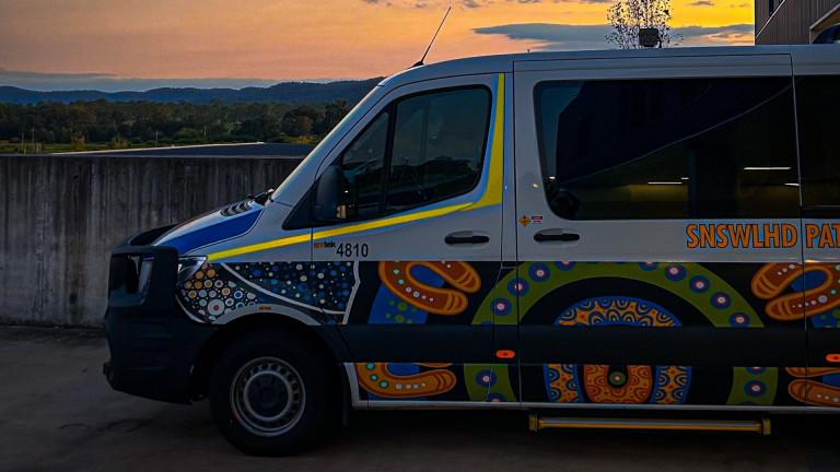 Patient Transport Vehicle with Aboriginal art design