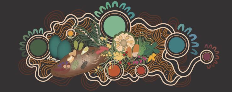 Bush foods in colourful art design