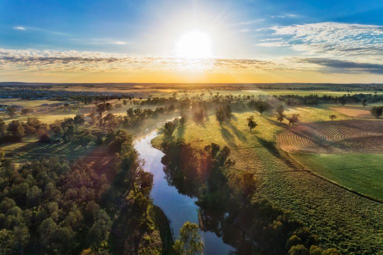 Sunrise over a river