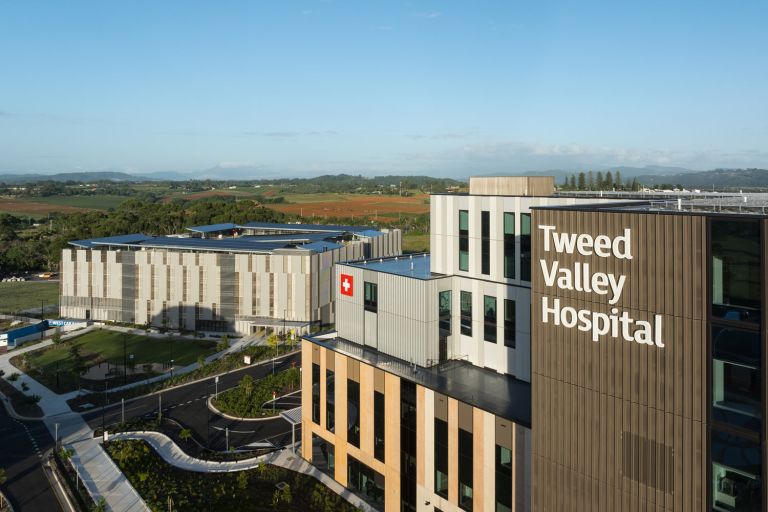 An aerial view of Tweed Valley Hospital