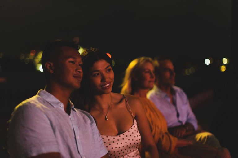 Couple enjoys the opera Carmen on Cockatoo Island, Sydney