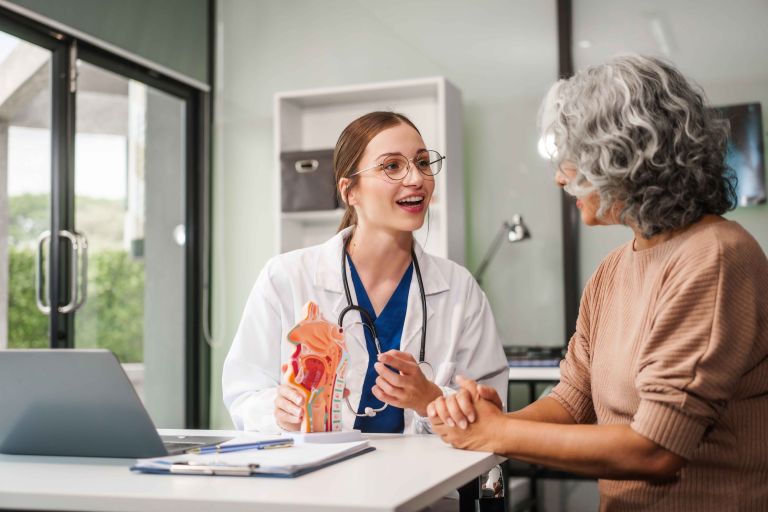 A doctor with a female patient 