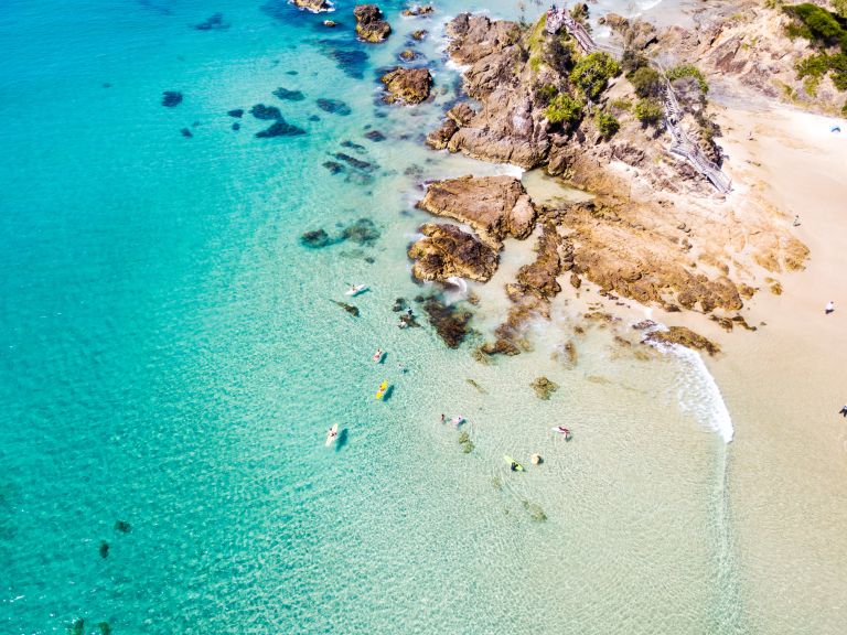 Beach surrounded by cliffs