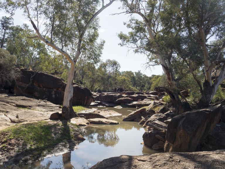 River with rocky outcrop