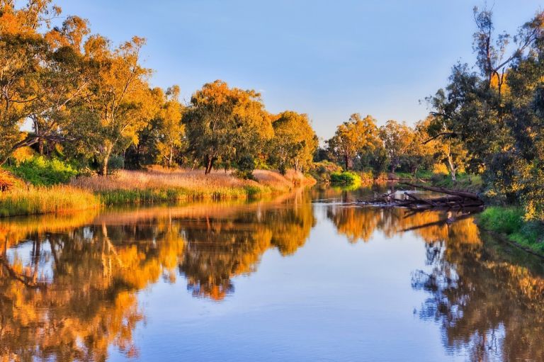 Sunrise over a river