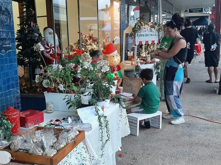 Outdoor stalls on footpath