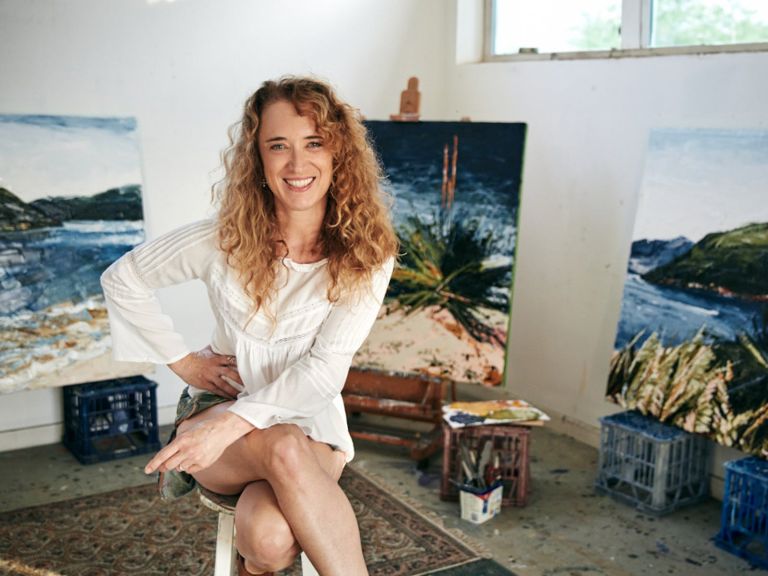 Artist in her studio