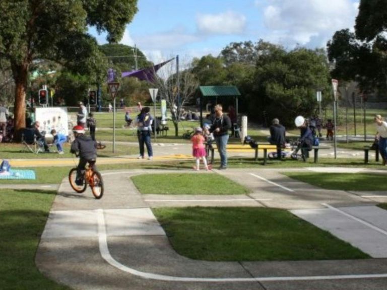 Group of children riding bicycle