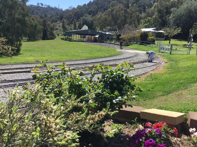 Image of the Stunning Botanical Gardens amongst the miniture train tracks in Tamworth