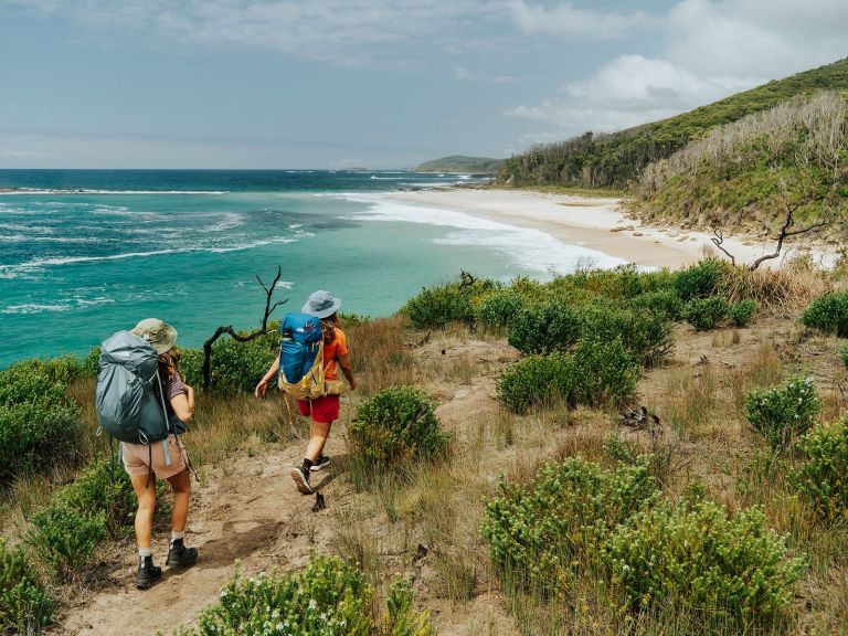 Two walkers on the Murramarang South Coast Walk