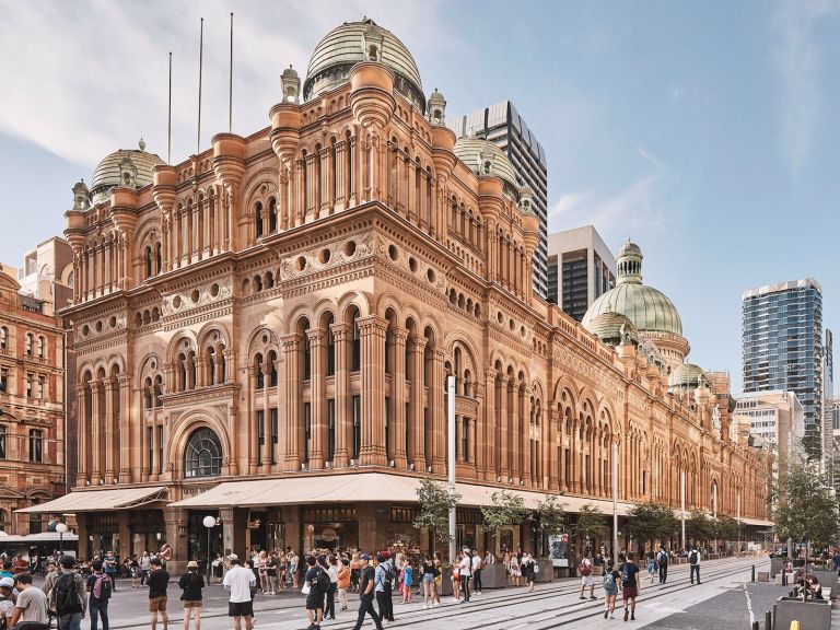 Queen Victoria Building outside view from corner of Park and George Street