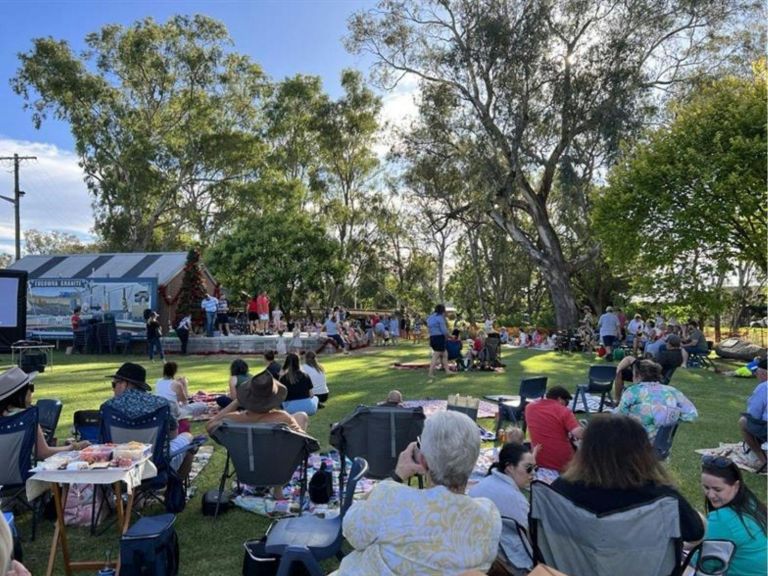 Picnic and caols in the park by the creek