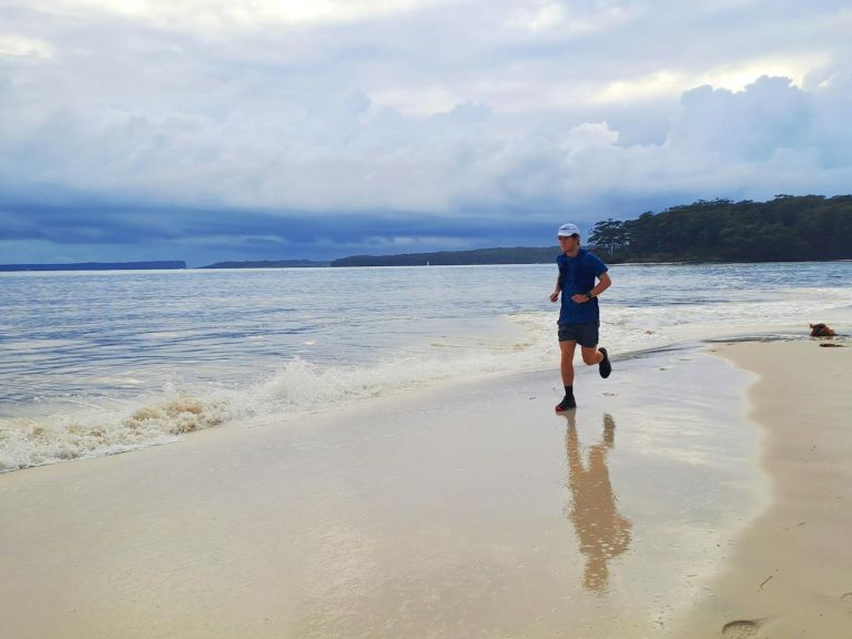 White sand beach running