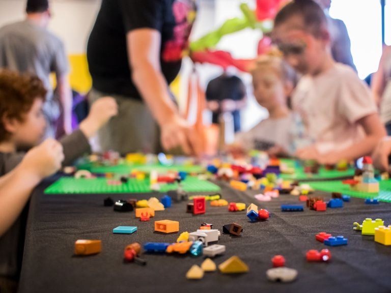 Children playing with Lego