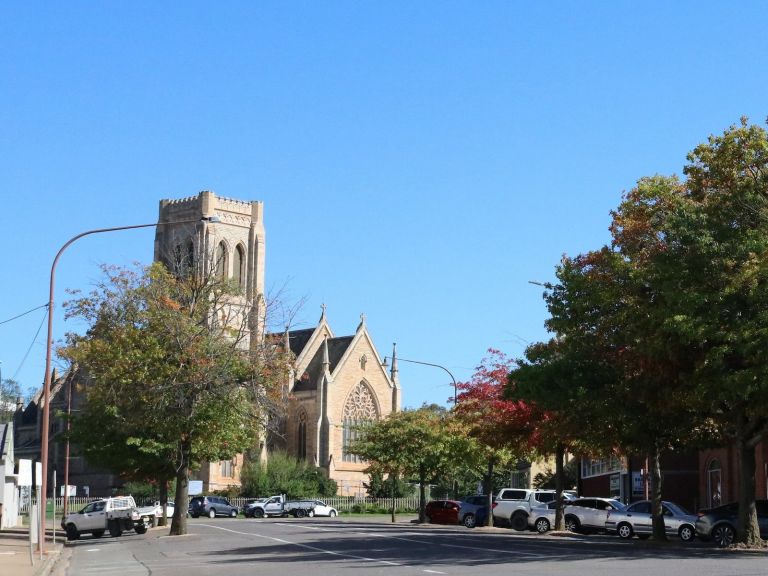 Front of St Saviours Anglican Cathedral and Montague Street