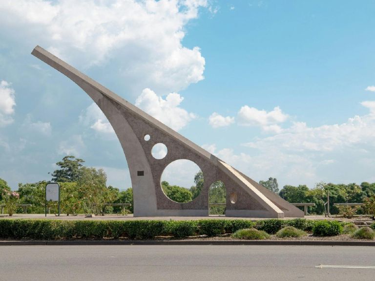 The Singleton Sundial is just under eight meters high .