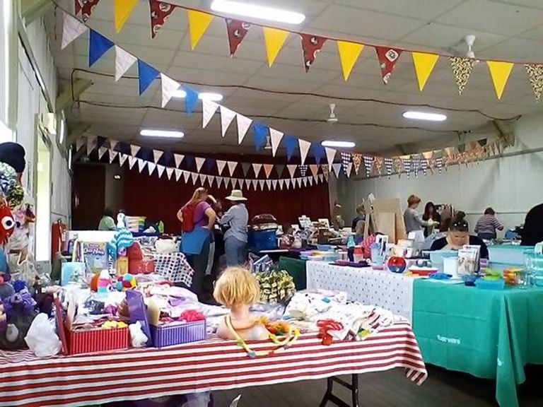 Stalls inside the town hall