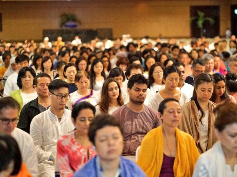 People meditating