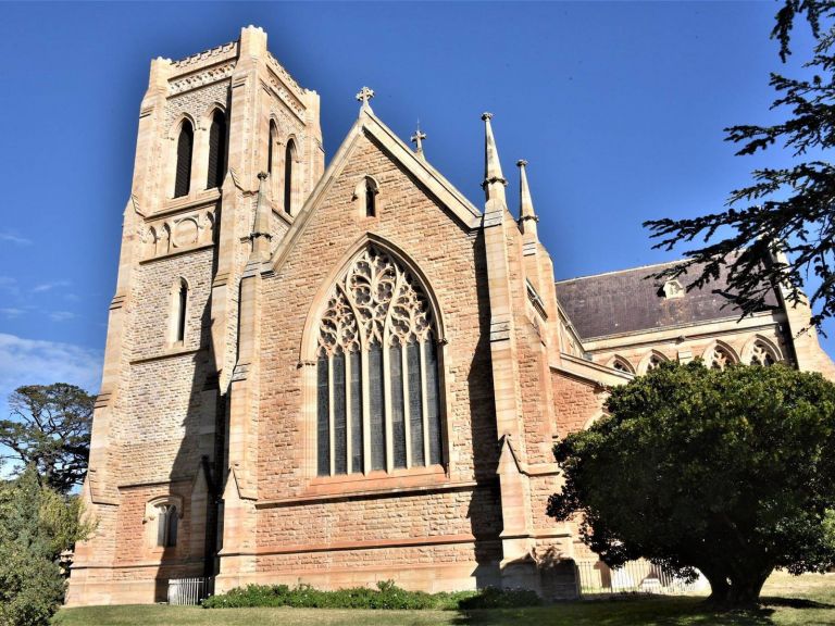 View of Cathedral from Bourke Street