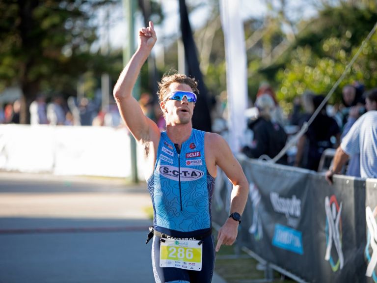 Runner crosses the finish line