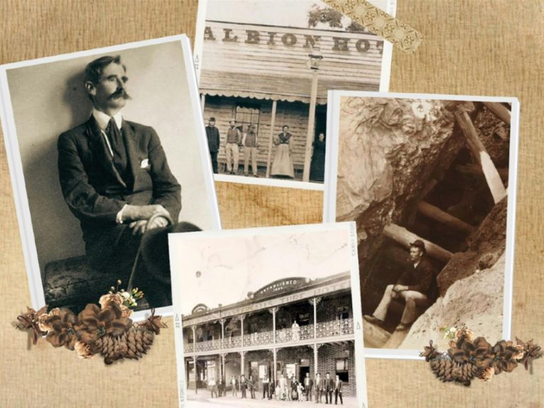 4 Historical Photos including Henry Lawson, The Albion Hotel, The Tattersalls Hotel and a mine shaft