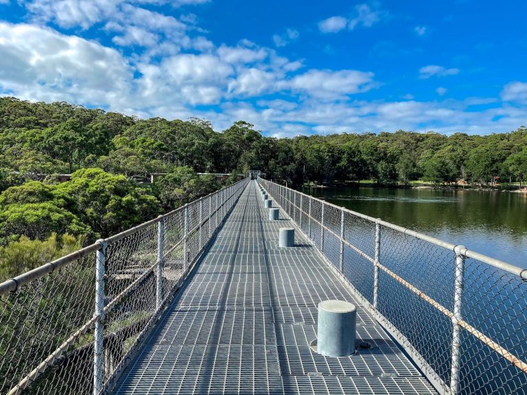 Metal bridge on the Manly Dam