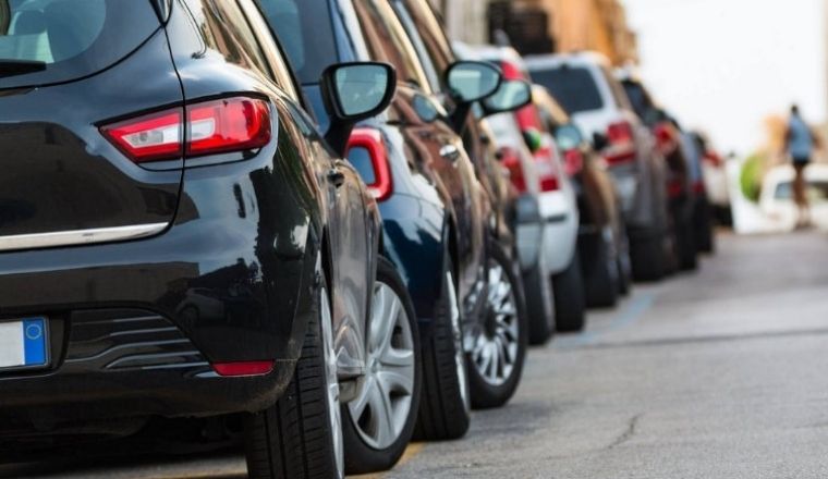 Cars parked on the road