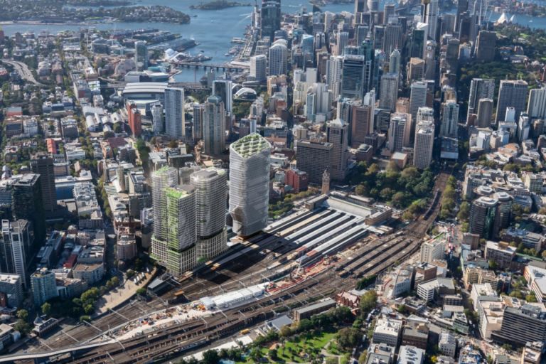 an aerial view of the Tech Central Scaleup Hub near Central Station in Sydney.