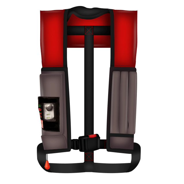 Manual inflatable power boating lifejacket level 150+ example 1