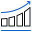 A column graph with an upward trajectory.