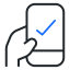 Icon of a hand holding a phone with a tick