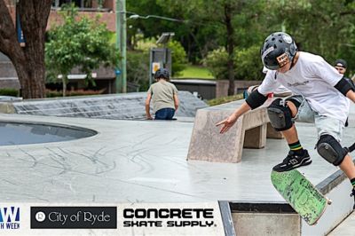 Young person riding a skateboard